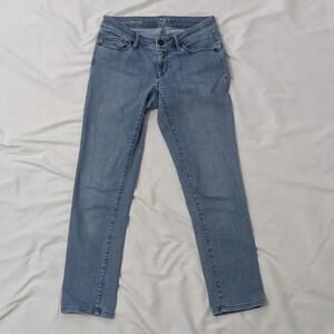 Ann Taylor LOFT Curvy Cuffed Crop Jeans, Color Blue, Size 25